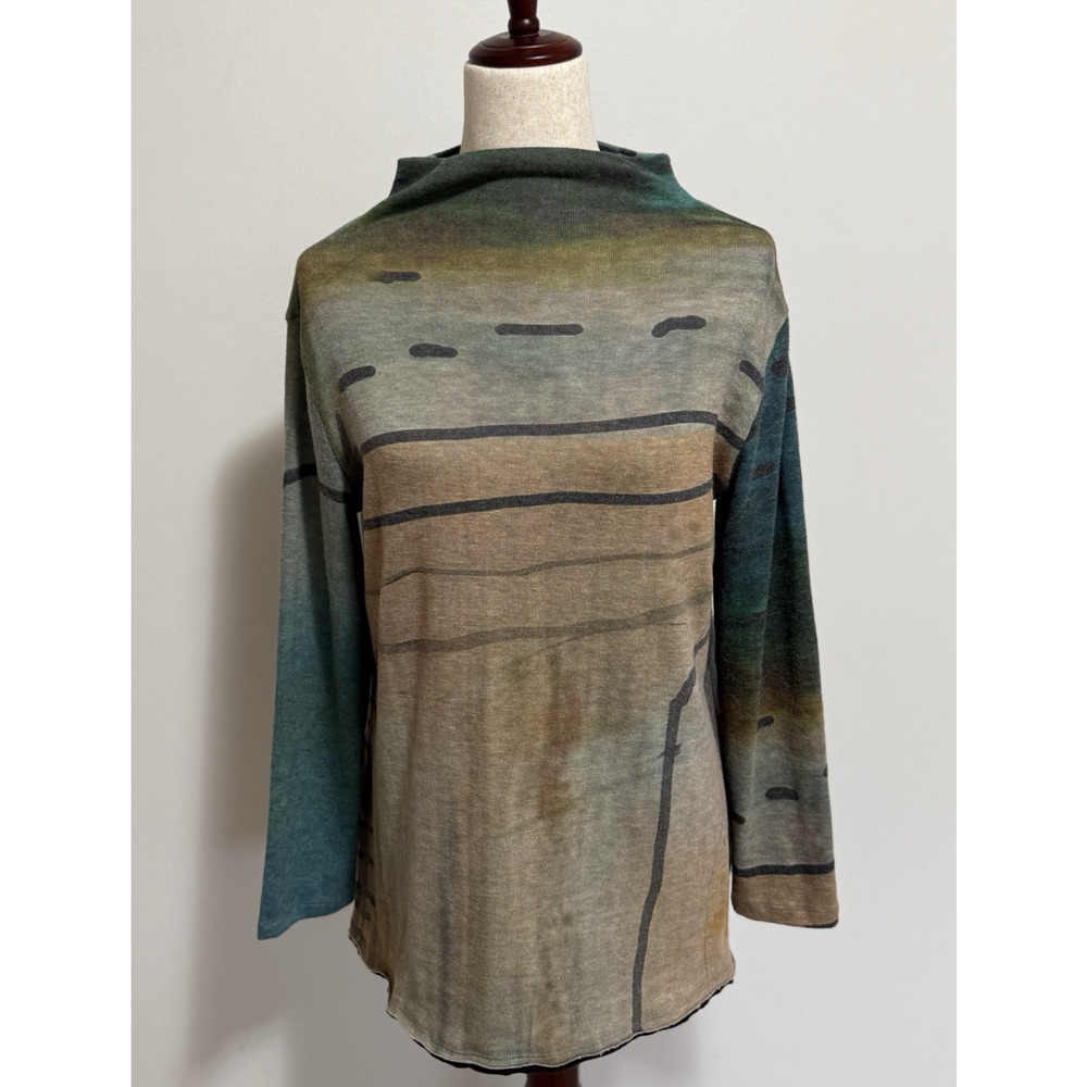 3 Potato Medium/Large Mock Neck Sweater - Art to Wear - Lagenlook - Hi Lo Hem